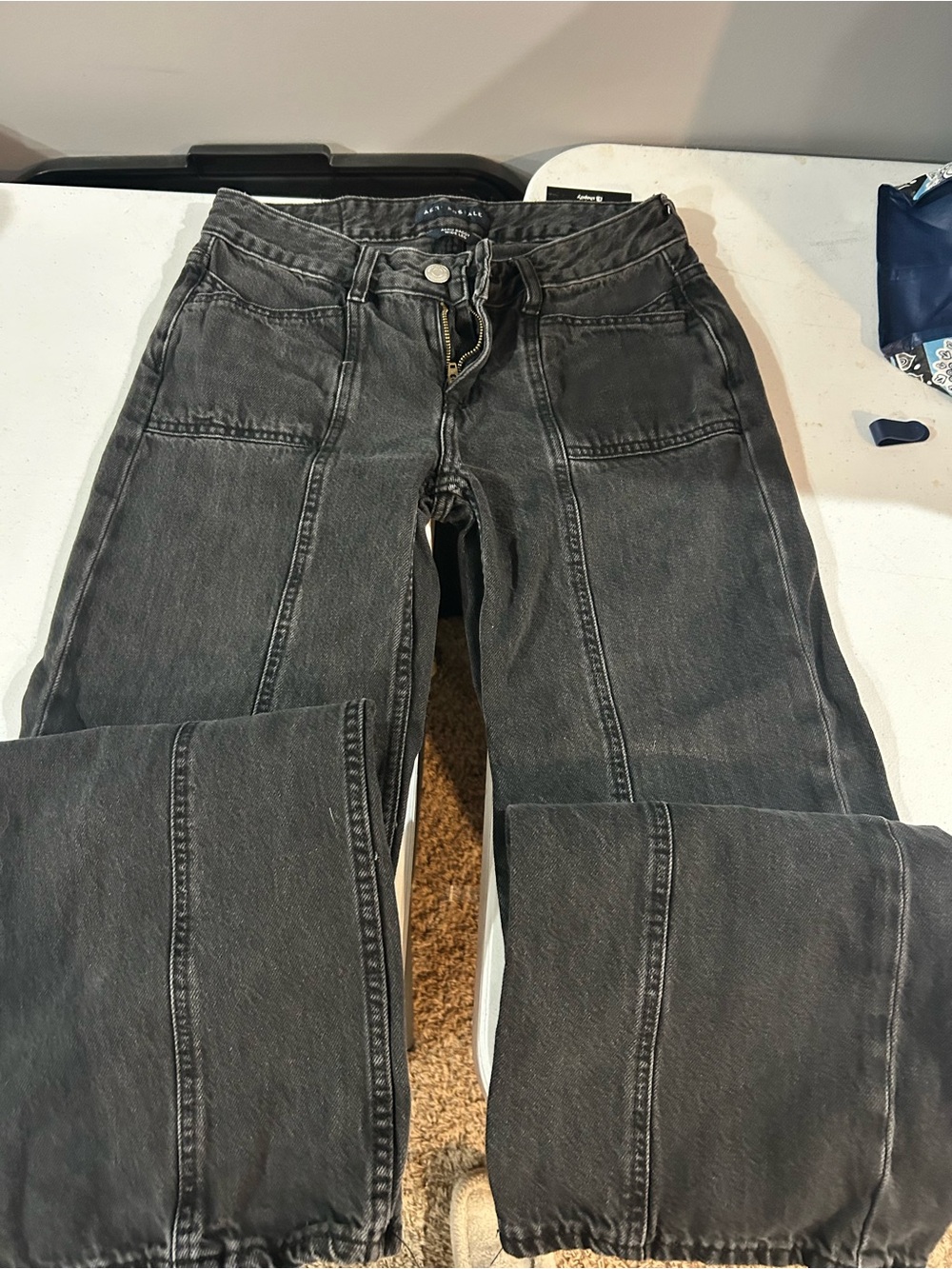 Aeropostale Charcoal Black Baggy Wide-Leg Jeans